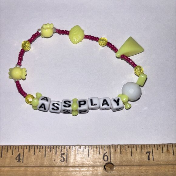 Multicolor “A*s Play” Bracelet Adult Humor Beaded Handmade Naughty Accessories - Picture 3 of 3